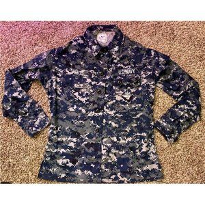 US NAVY Small-Long Blue Camo Field Shirt Jacket